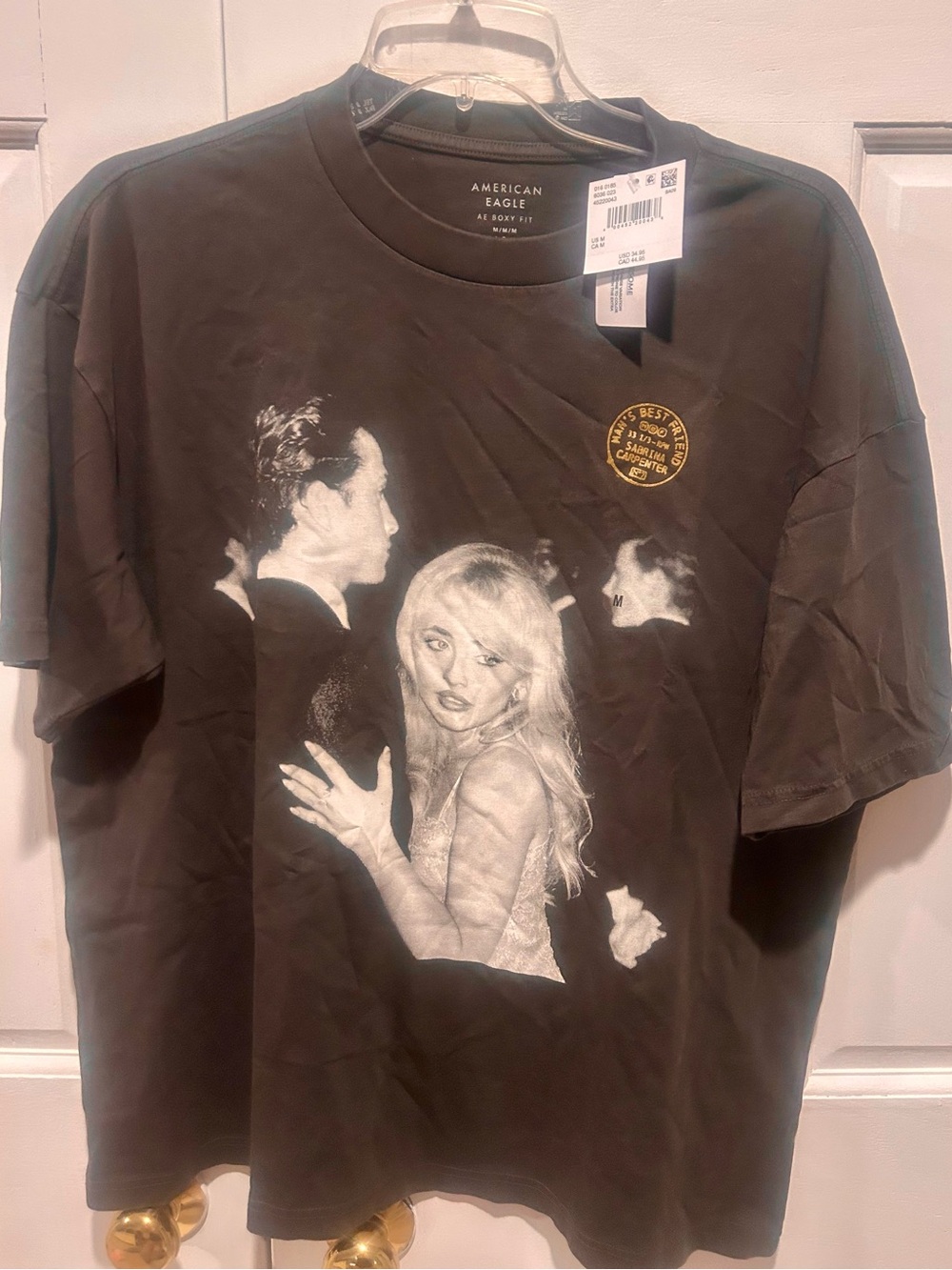 American Eagle Outfitters Black Short-Sleeve Graphic Tee with Photo Print